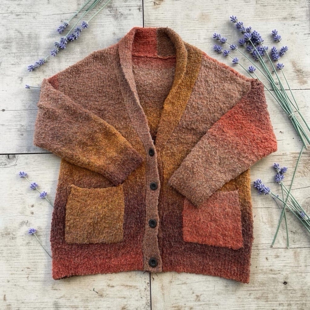 Rustic‎ Ombre Shawl Collar Cardigan Sweater Womens XL Oversized Grandma Cottage